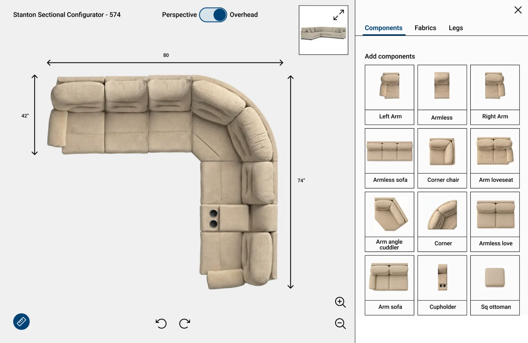 Sectional Builder interface